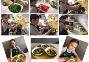 Natalia ugotowała zupę krem z zielonego groszku.
